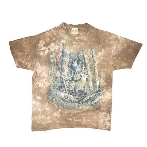 Vintage The Mountain 2004 Leon Parson Brown Deer in the Woods Tee - Size XXL - Picture 1 of 8